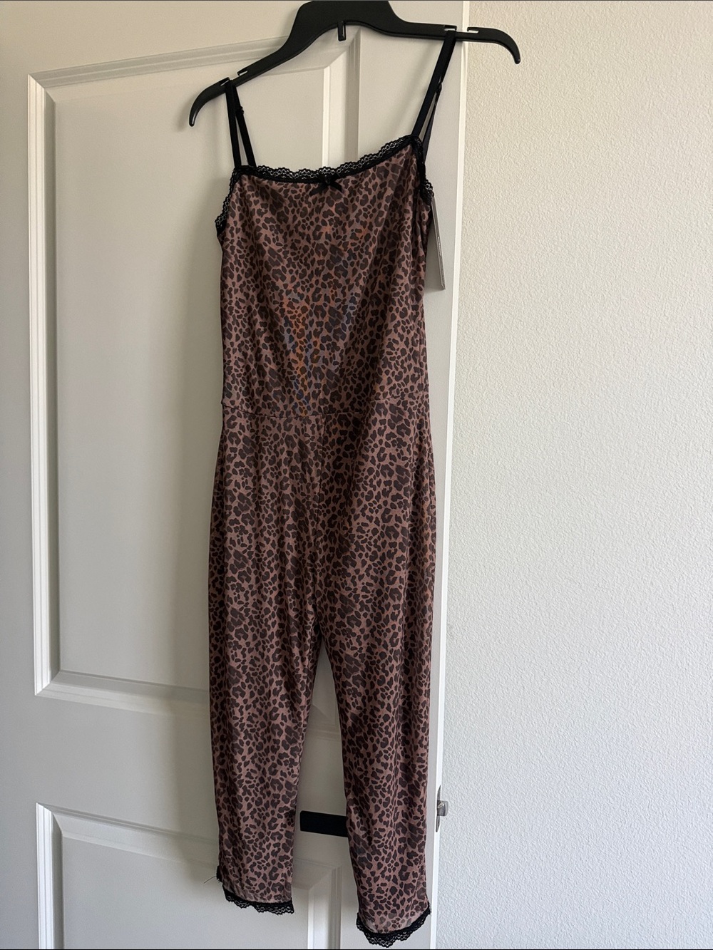 Fashion Nova Brown Leopard Print Lace Trim Jumpsuit